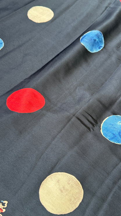 MODAL SILK SAREE WITH DIGITAL AJRAKH PRINTS - BLACK