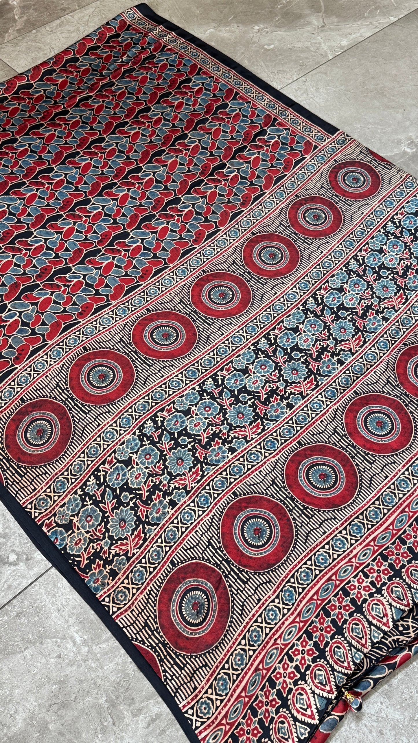 MODAL SILK SAREE WITH DIGITAL AJRAKH PRINTS