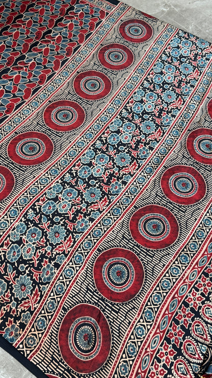 MODAL SILK SAREE WITH DIGITAL AJRAKH PRINTS