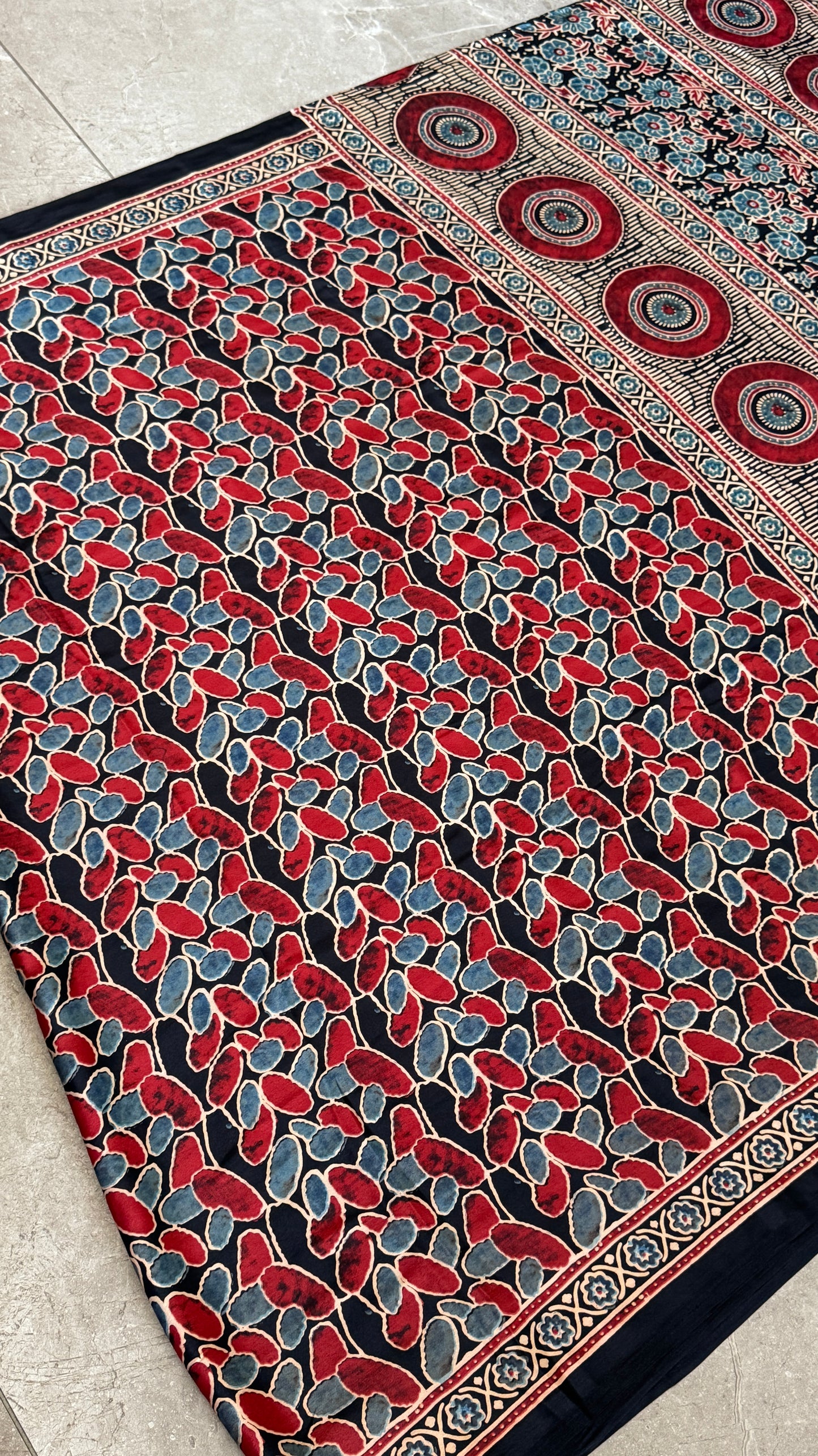 MODAL SILK SAREE WITH DIGITAL AJRAKH PRINTS