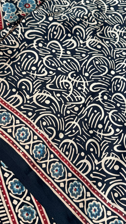 MODAL SILK SAREE WITH DIGITAL AJRAKH PRINTS