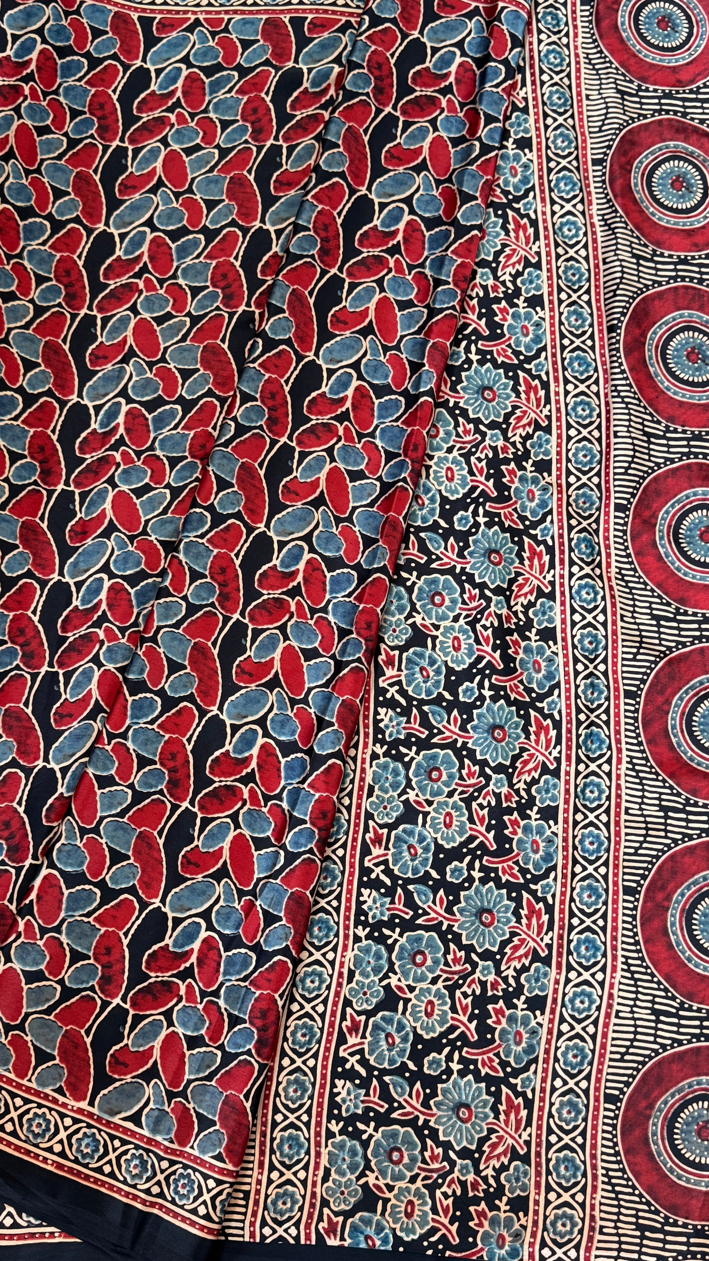 MODAL SILK SAREE WITH DIGITAL AJRAKH PRINTS
