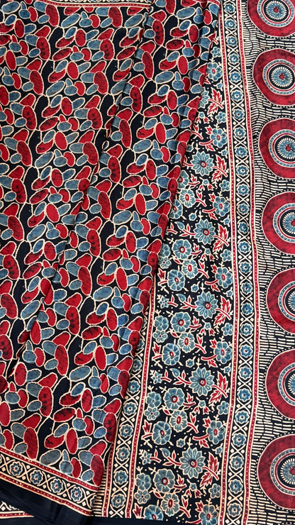 MODAL SILK SAREE WITH DIGITAL AJRAKH PRINTS