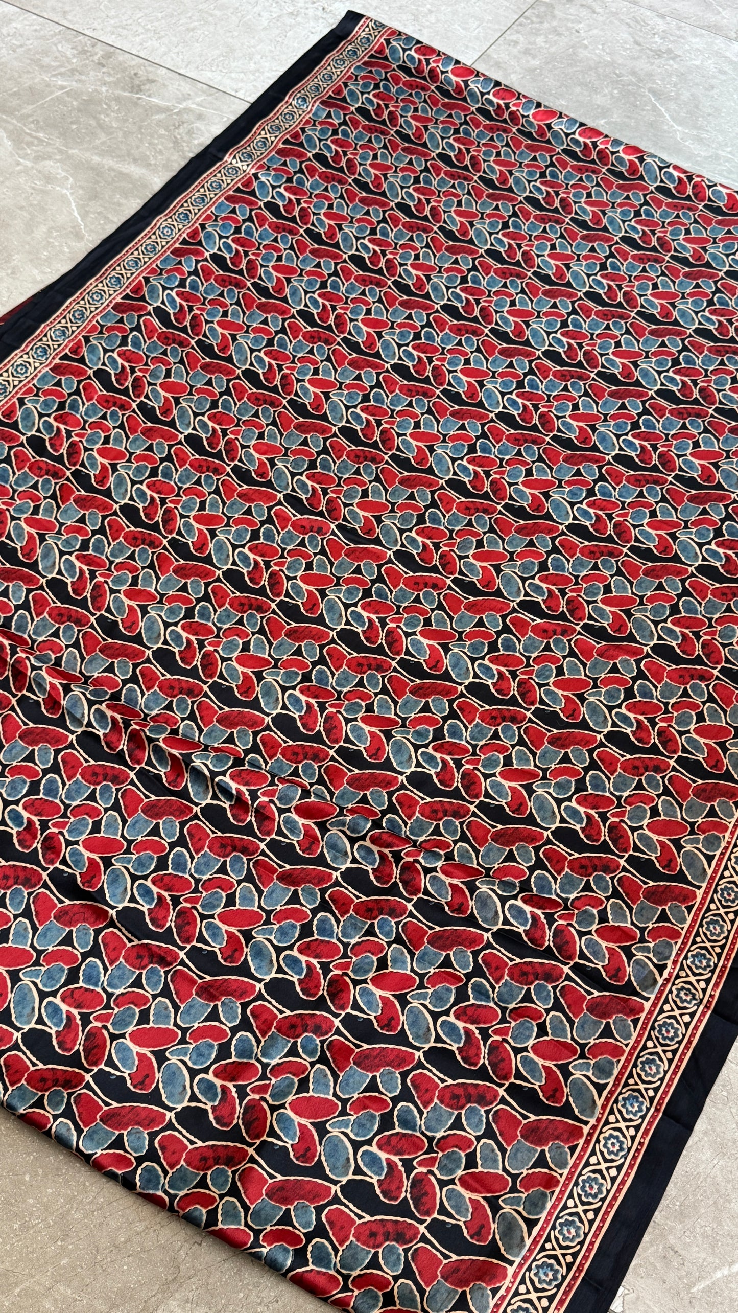 MODAL SILK SAREE WITH DIGITAL AJRAKH PRINTS