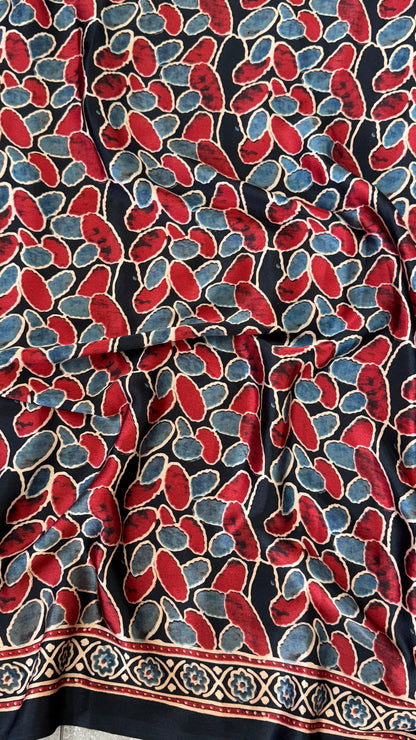 MODAL SILK SAREE WITH DIGITAL AJRAKH PRINTS