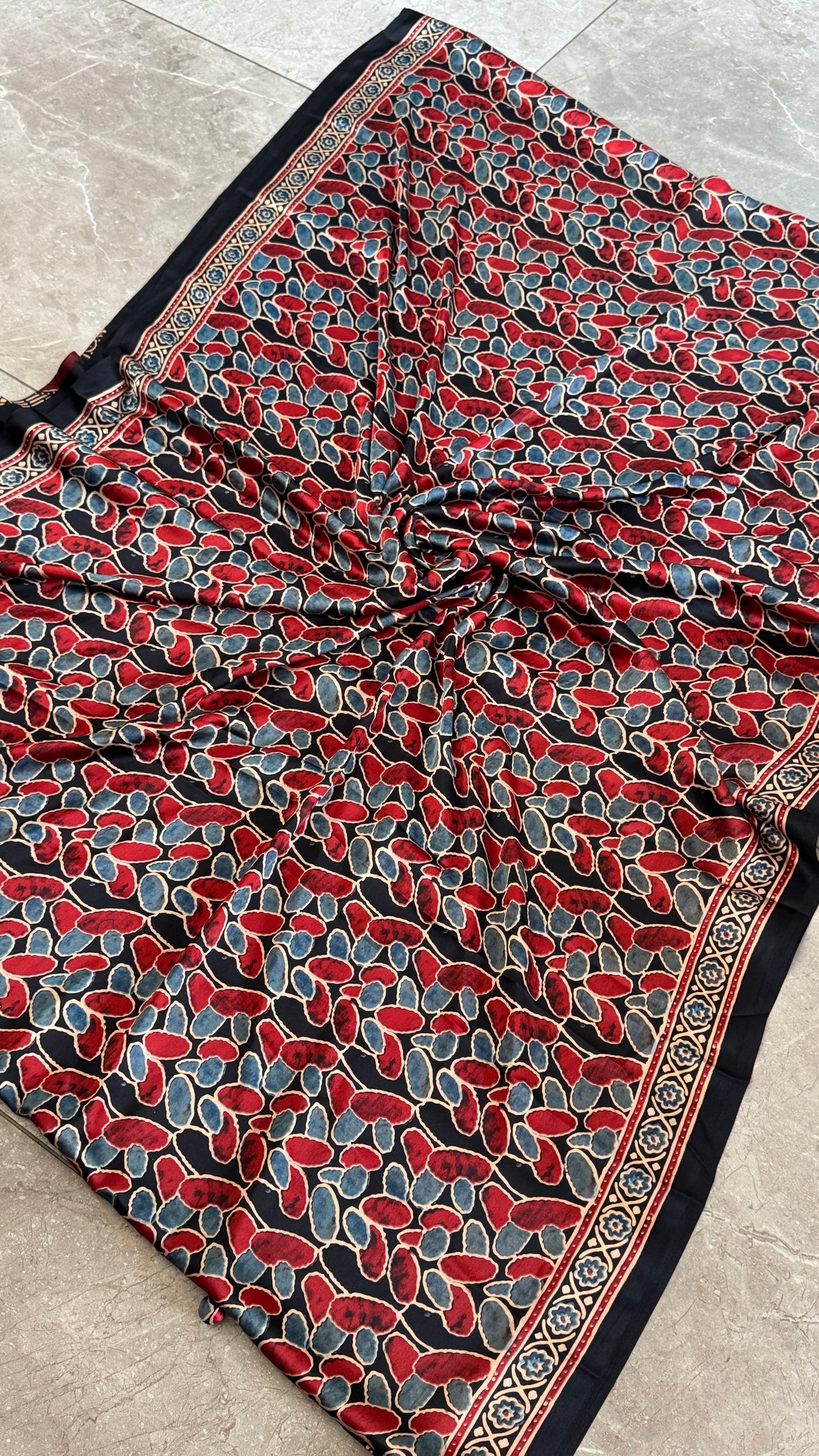 MODAL SILK SAREE WITH DIGITAL AJRAKH PRINTS
