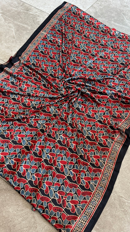 MODAL SILK SAREE WITH DIGITAL AJRAKH PRINTS