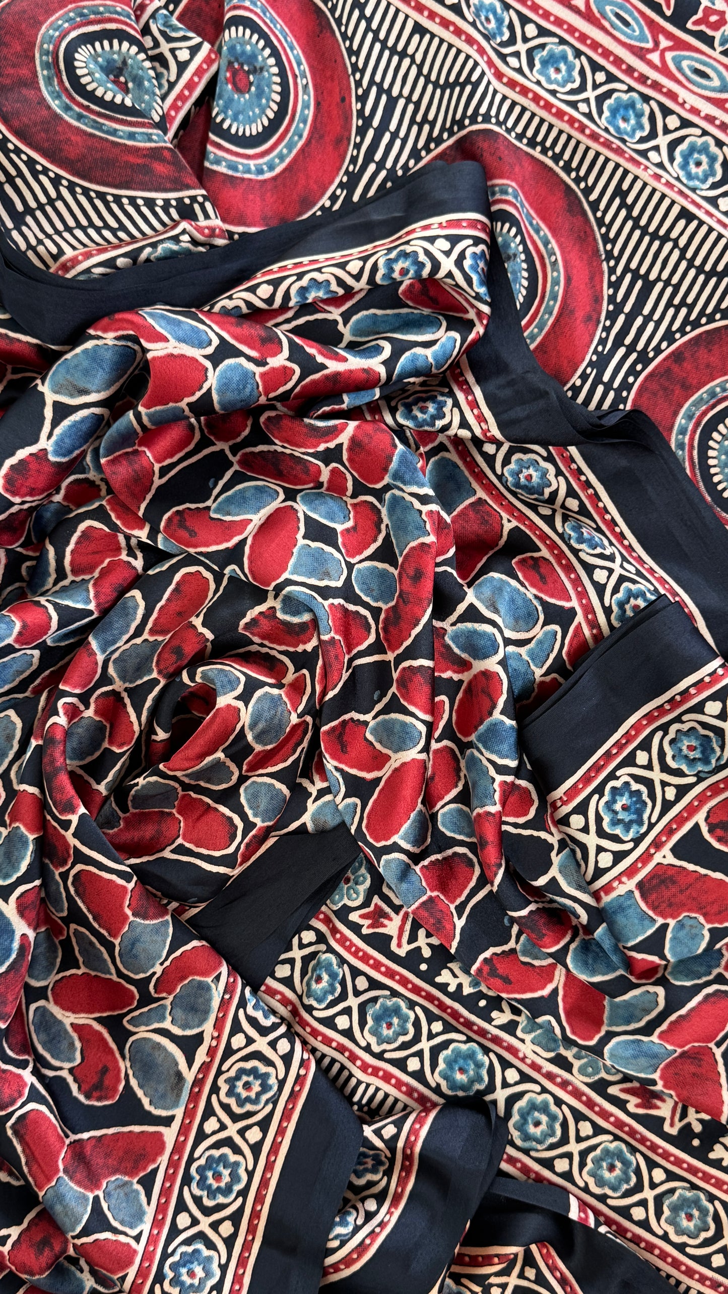 MODAL SILK SAREE WITH DIGITAL AJRAKH PRINTS