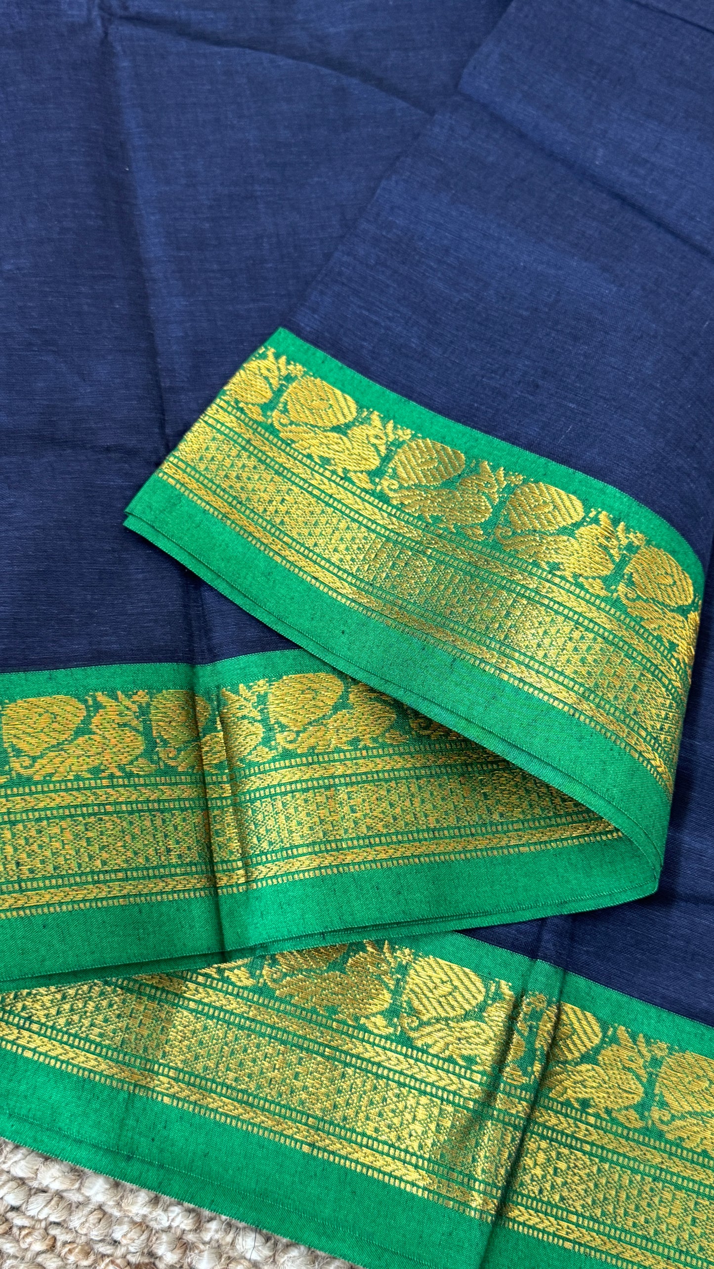 Chettinad Cotton Sarees - Blue with Green border