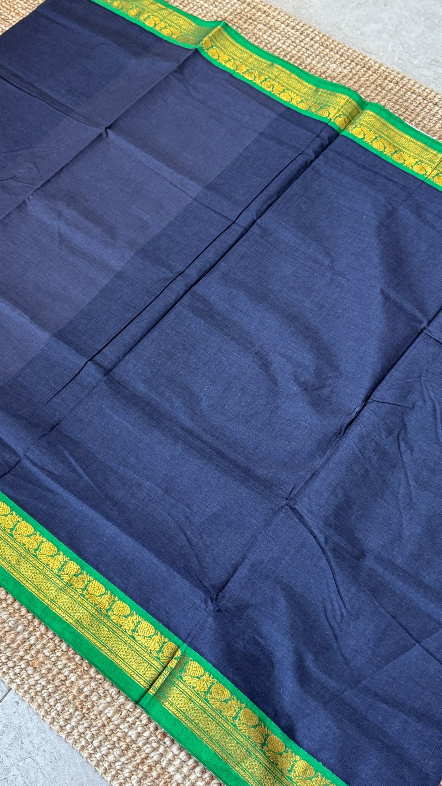 Chettinad Cotton Sarees - Blue with Green border