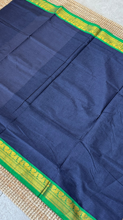 Chettinad Cotton Sarees - Blue with Green border