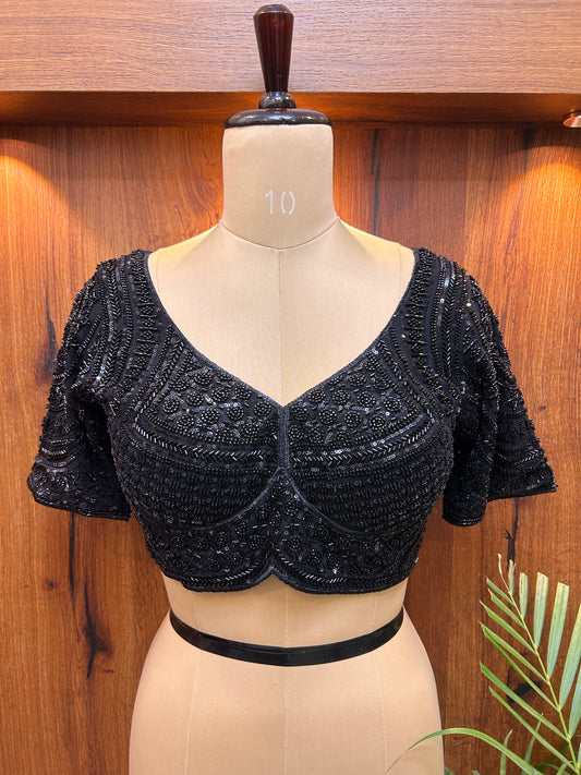 Black Hand-Embellished Designer Blouse