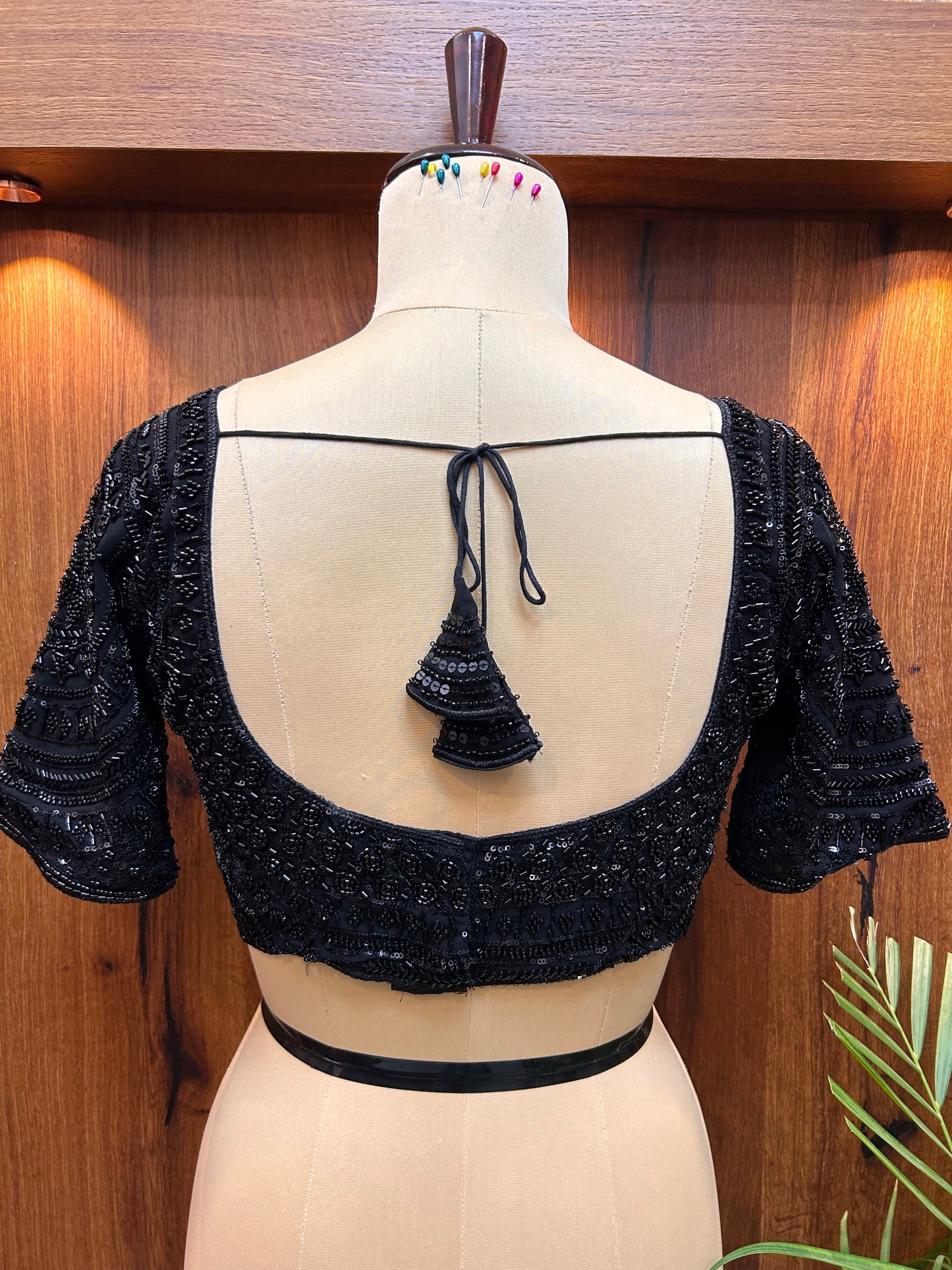 Black Hand-Embellished Designer Blouse
