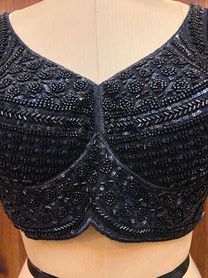 Black Hand-Embellished Designer Blouse