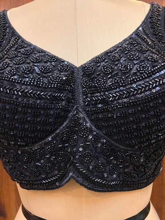 Black Hand-Embellished Designer Blouse