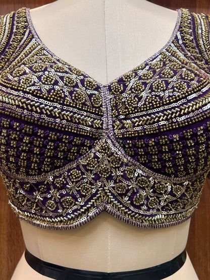 Royal Purple Hand-Embellished Designer Blouse