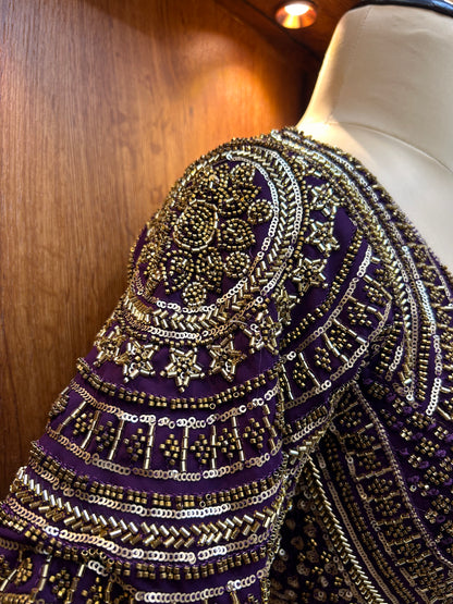 Royal Purple Hand-Embellished Designer Blouse