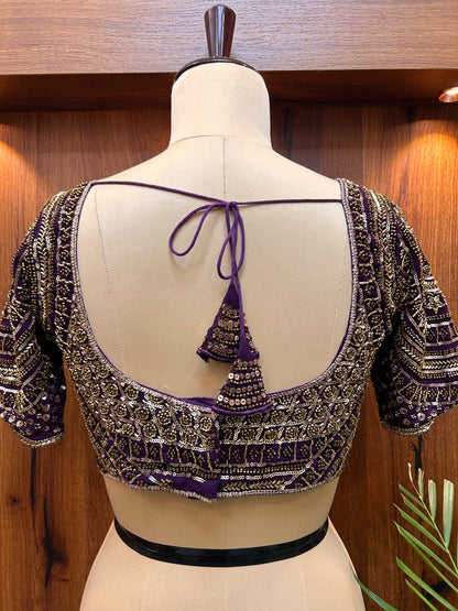 Royal Purple Hand-Embellished Designer Blouse