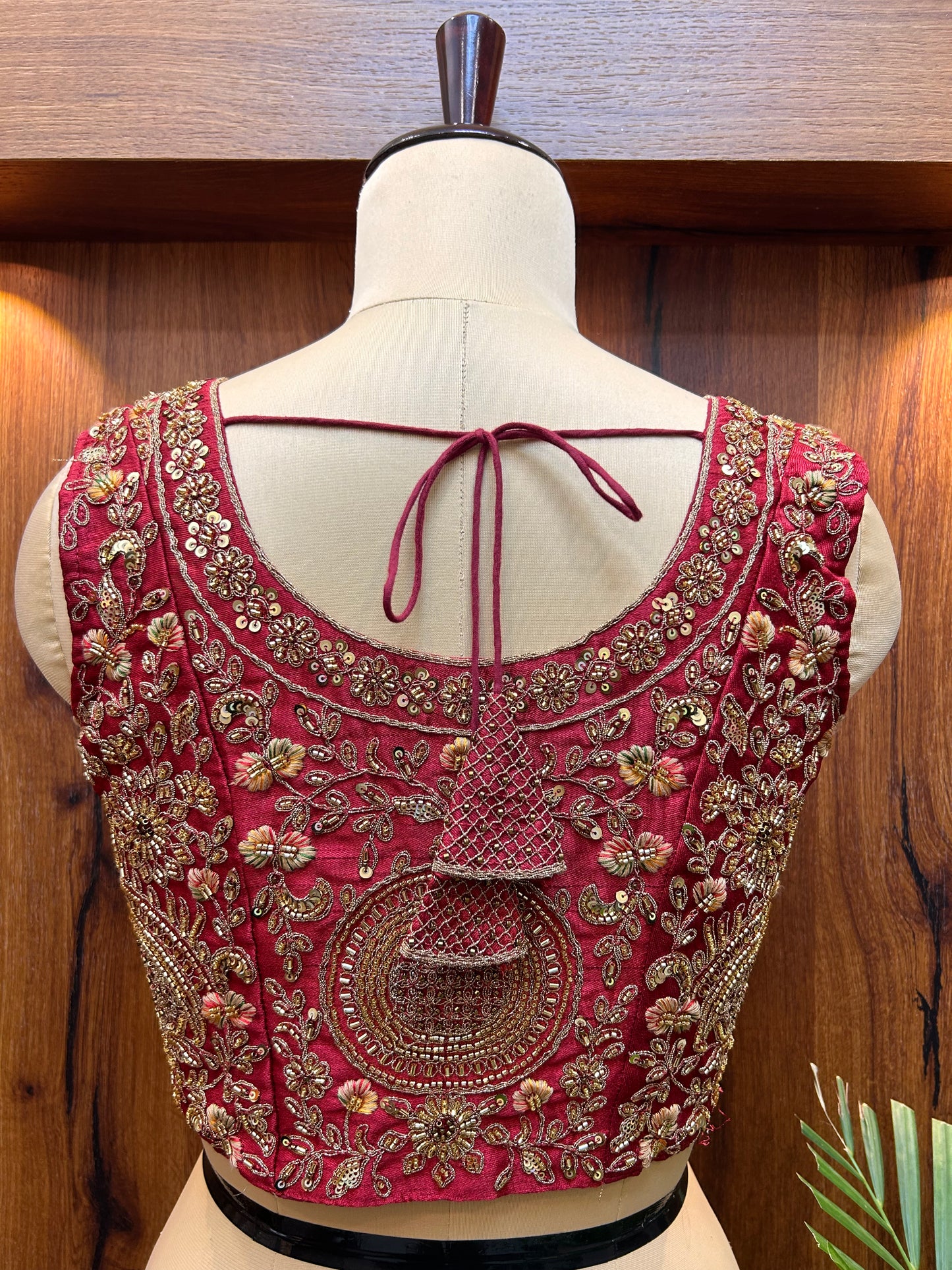 Ruby Red Hand-Embroidered Designer Blouse