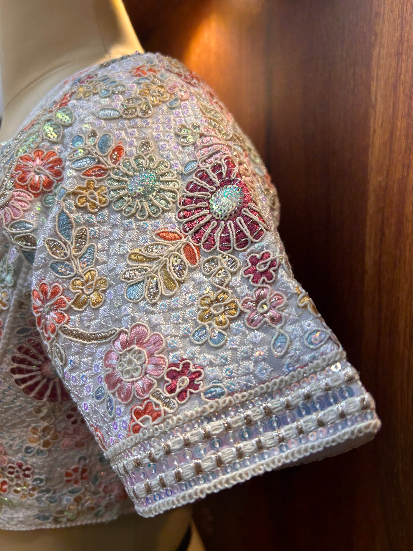 Ivory Pearl Hand-Embroidered Designer Blouse
