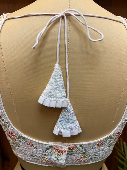 Ivory Pearl Hand-Embroidered Designer Blouse