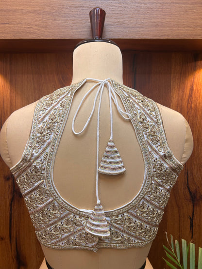 Ivory White Hand-Embroidered Designer Blouse