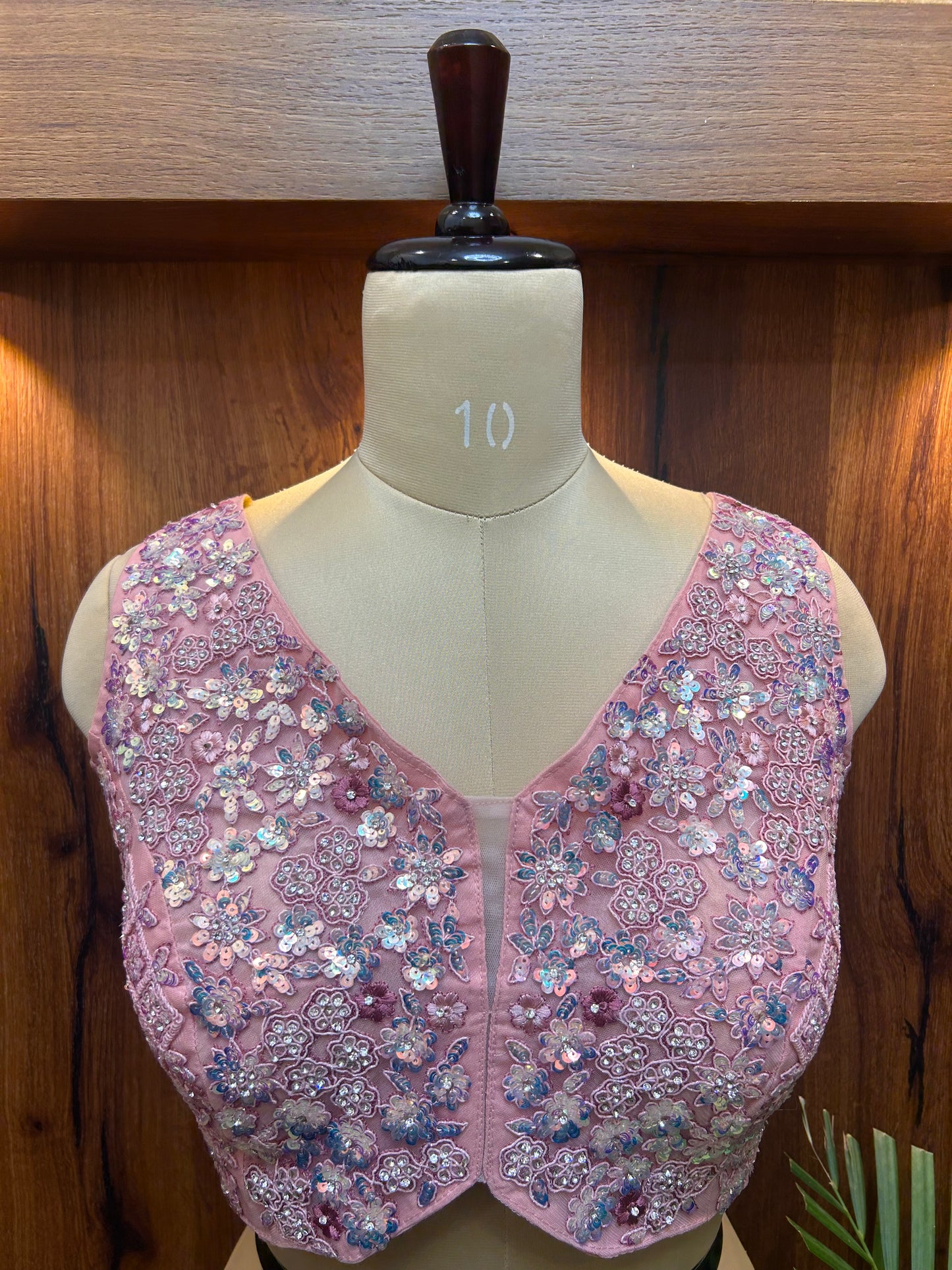 Blush Pink Floral Sequin Designer Blouse