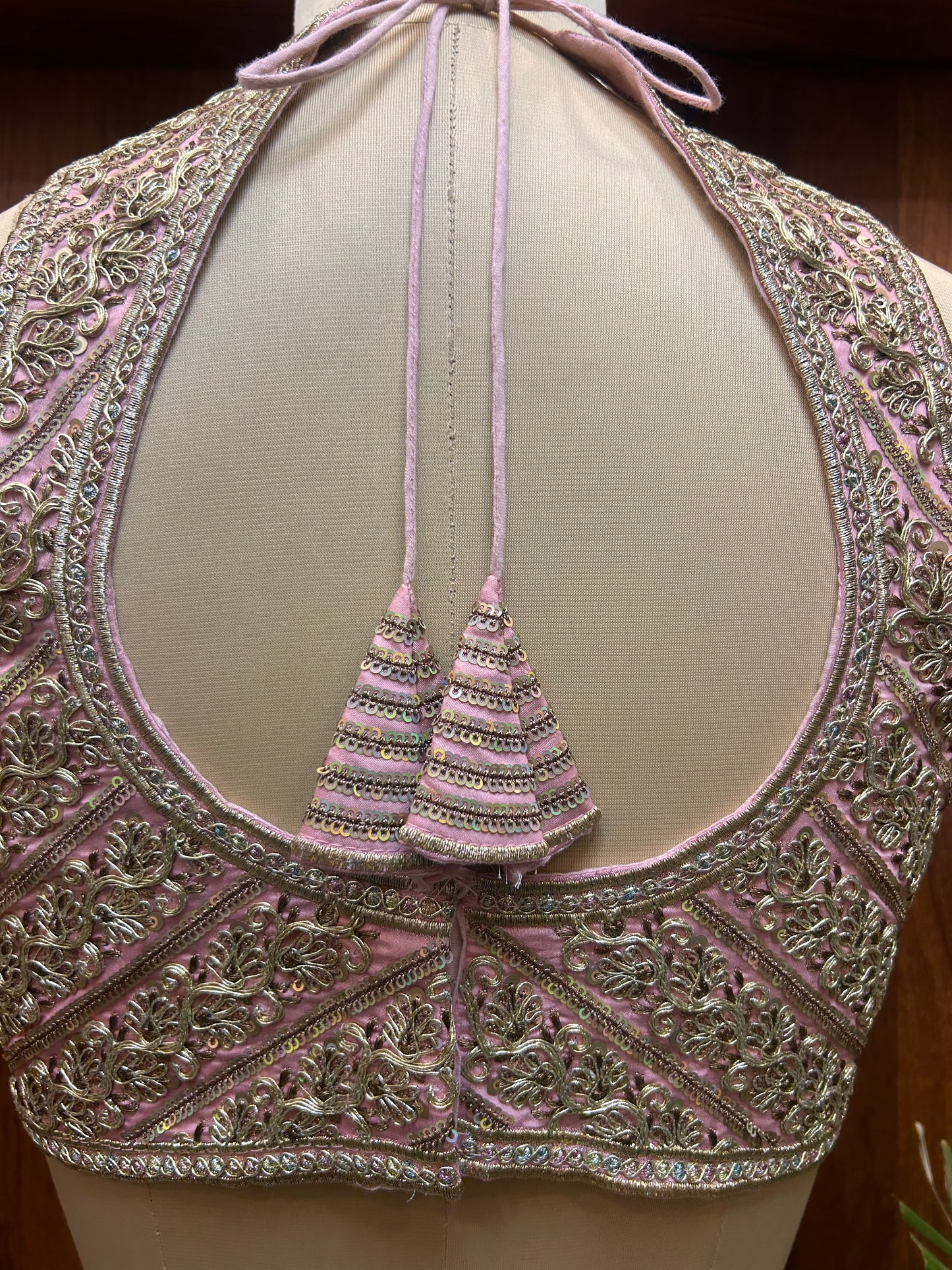 Blush Pink Hand-Embroidered Designer Blouse