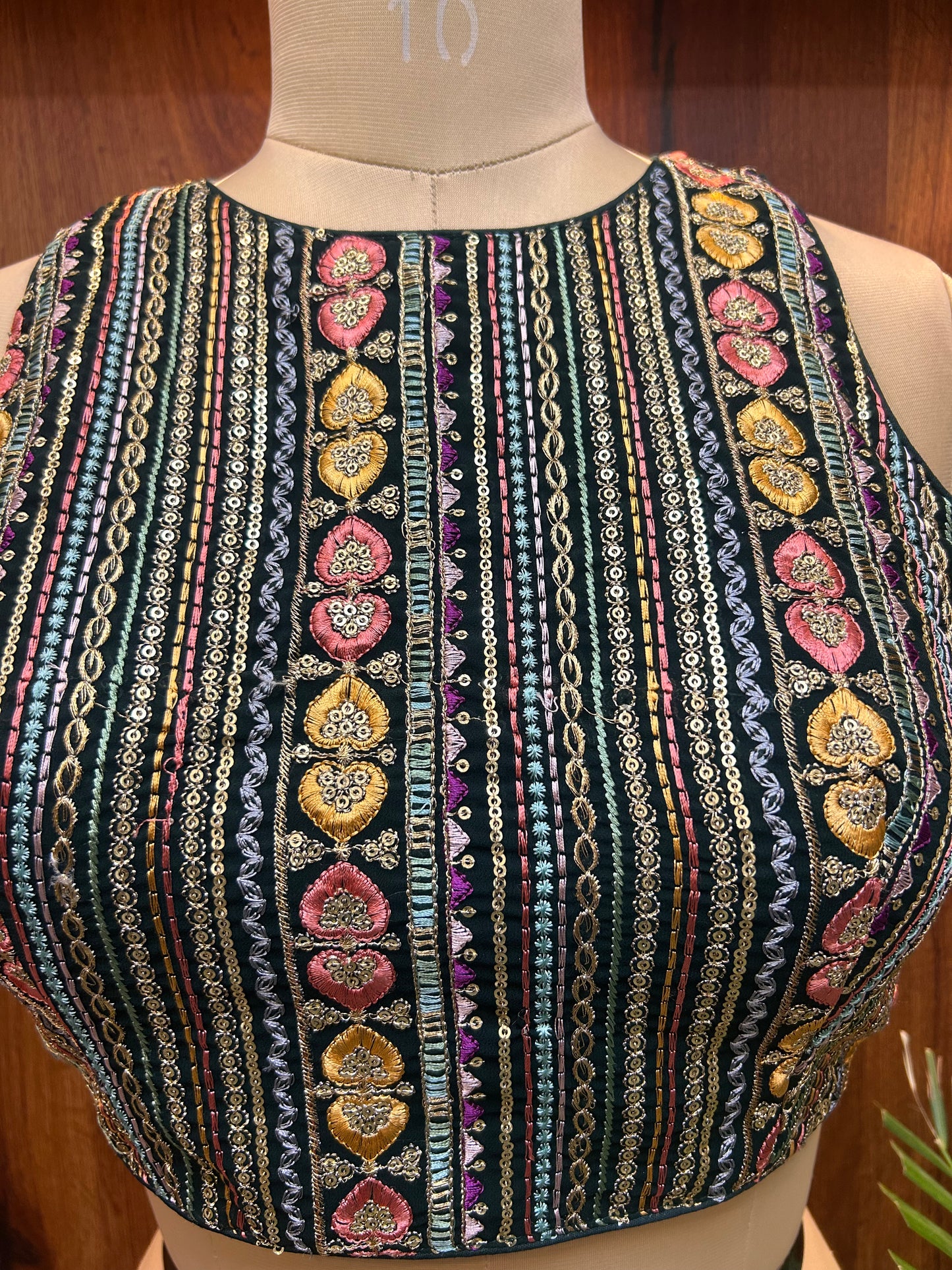 Black Multicolor Embroidered Designer Blouse