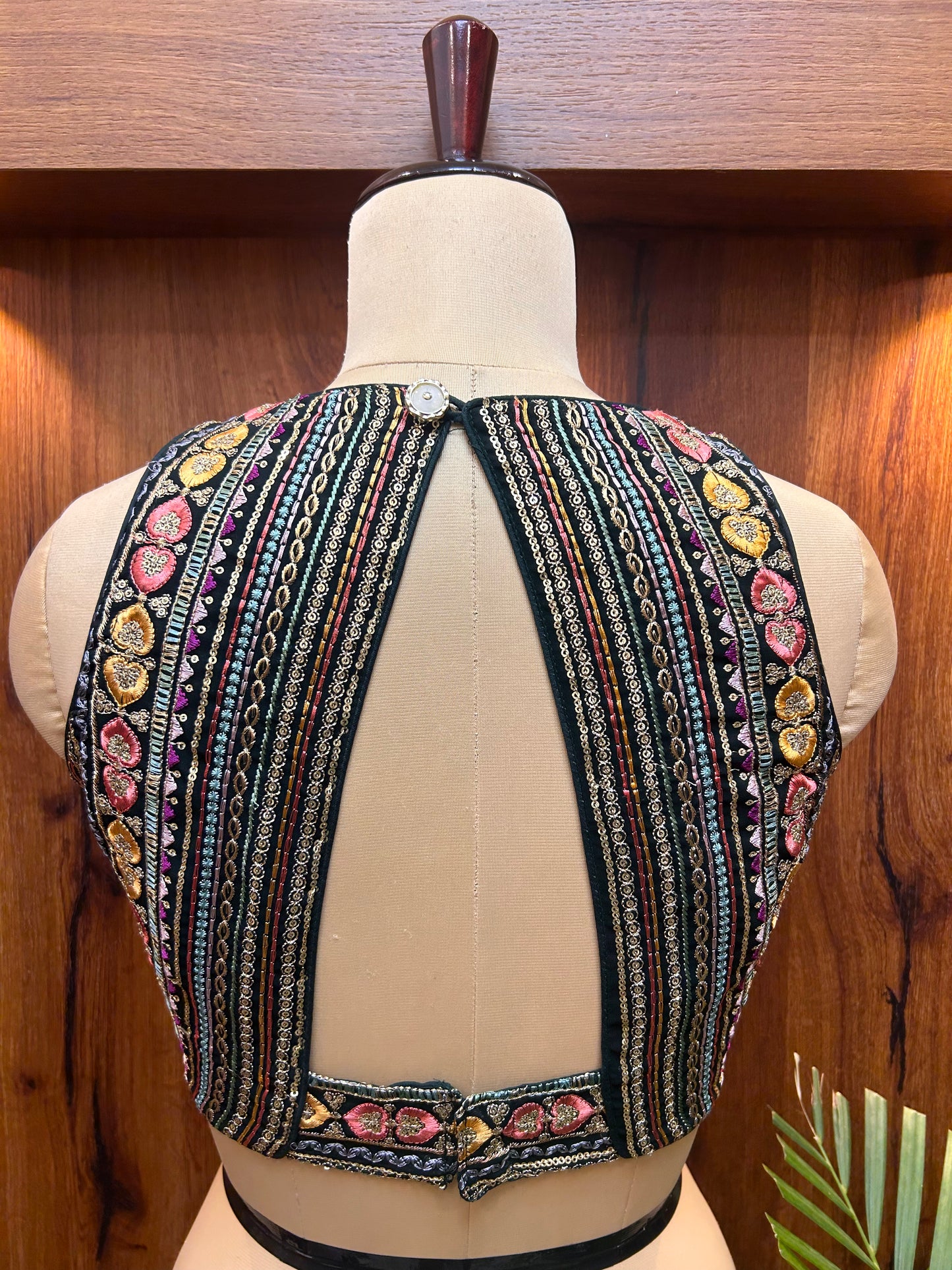 Black Multicolor Embroidered Designer Blouse