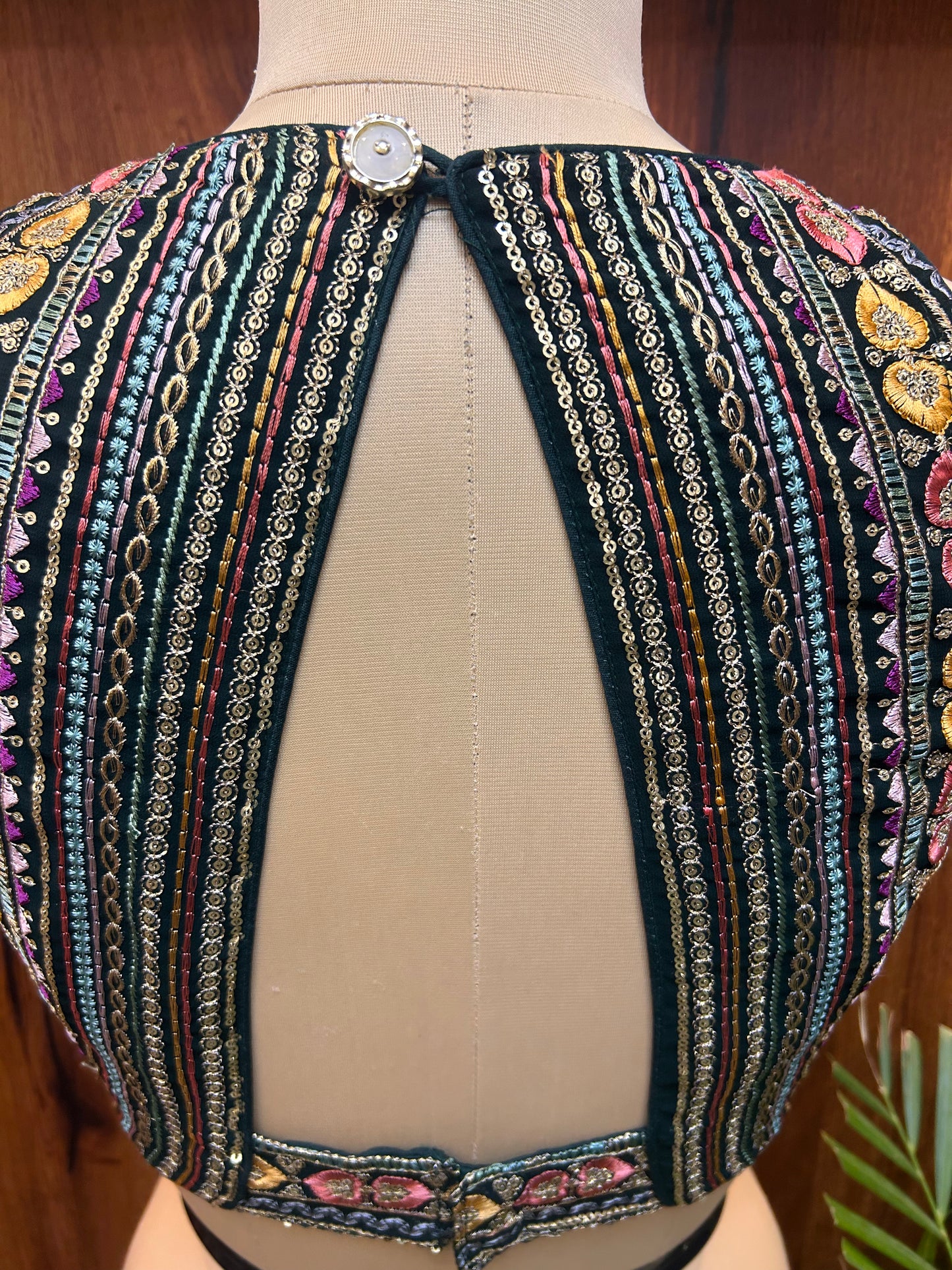 Black Multicolor Embroidered Designer Blouse