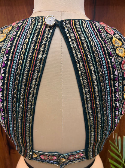 Black Multicolor Embroidered Designer Blouse