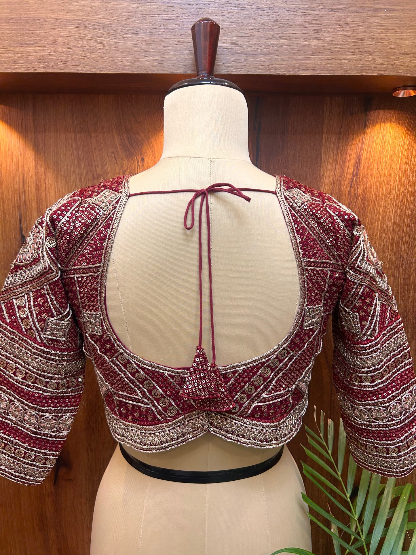 Deep Red Hand-Embroidered Designer Full Sleeves Blouse