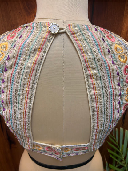 Ivory Multicolor Embroidered Designer Blouse