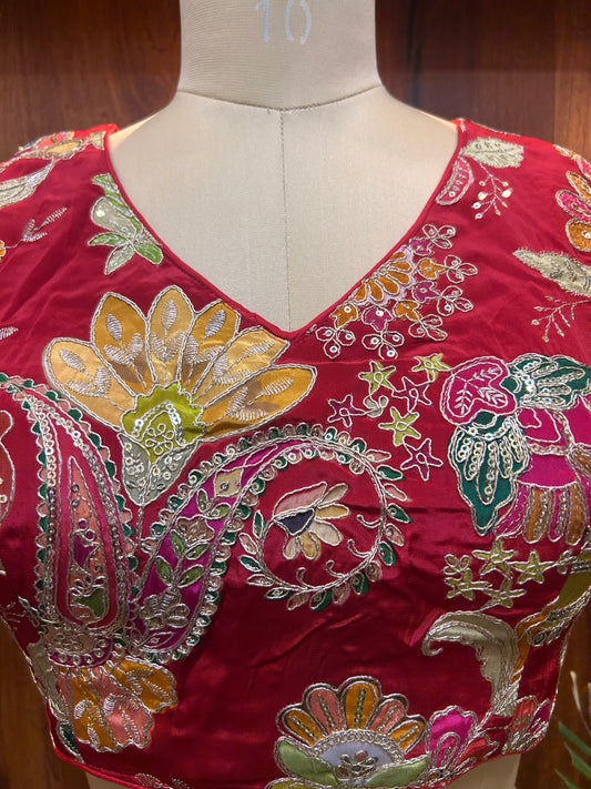 Red Multicolored floral Ready to Wear blouse