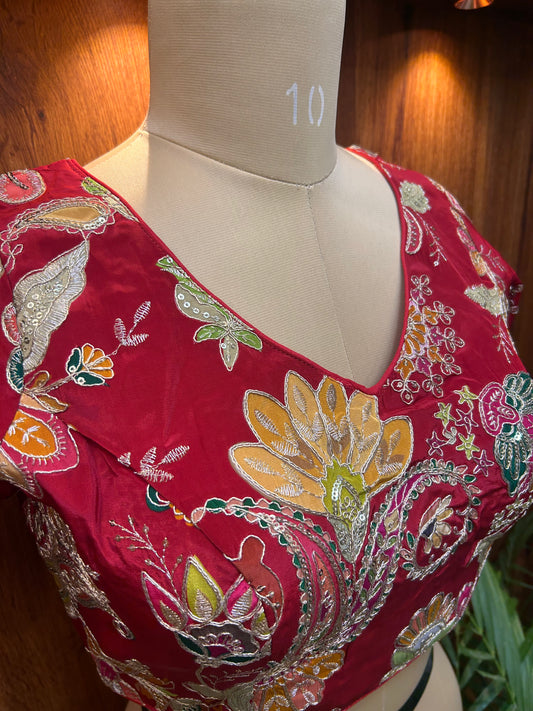 Red Multicolored floral Ready to Wear blouse
