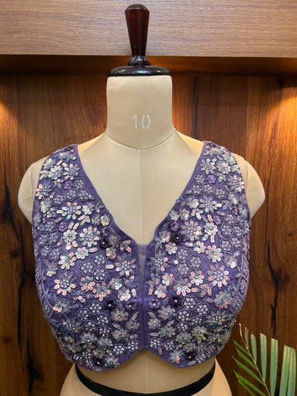 Lavender Purple Floral Sequin Designer Blouse