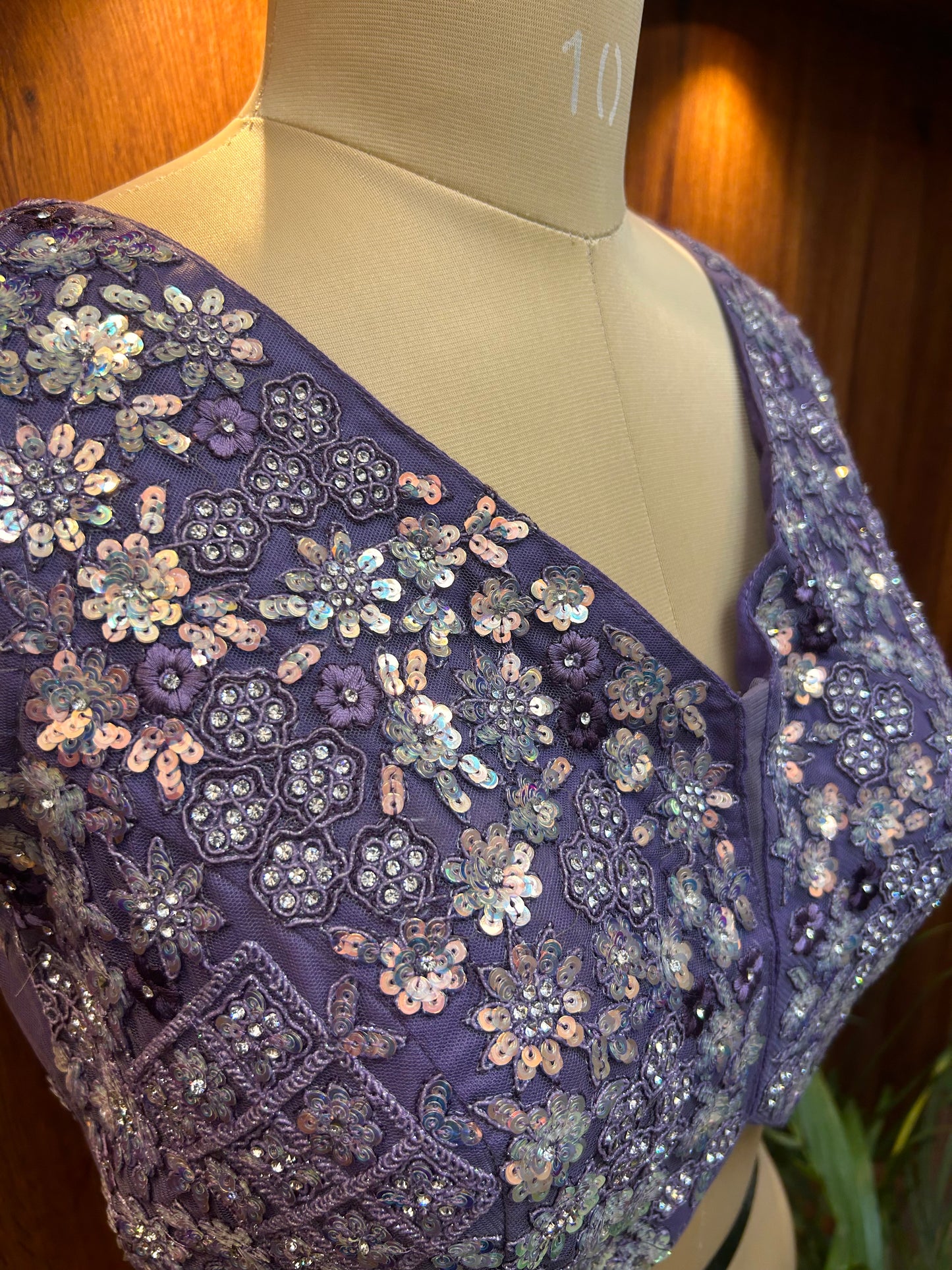 Lavender Purple Floral Sequin Designer Blouse