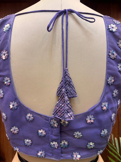 Lavender Purple Floral Sequin Designer Blouse
