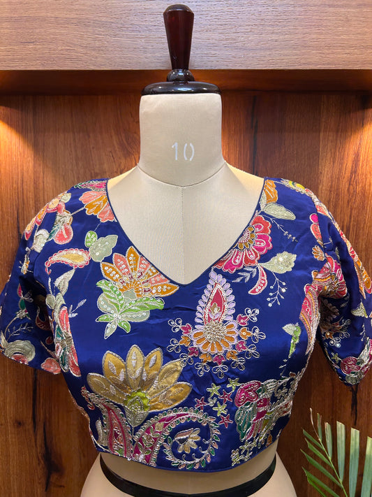 Royal Blue Multicolored floral Ready to Wear blouse