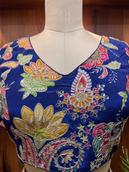 Royal Blue Multicolored floral Ready to Wear blouse