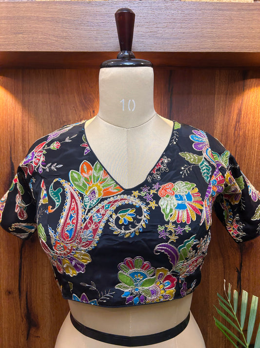 Black Multicolored floral Ready to Wear blouse