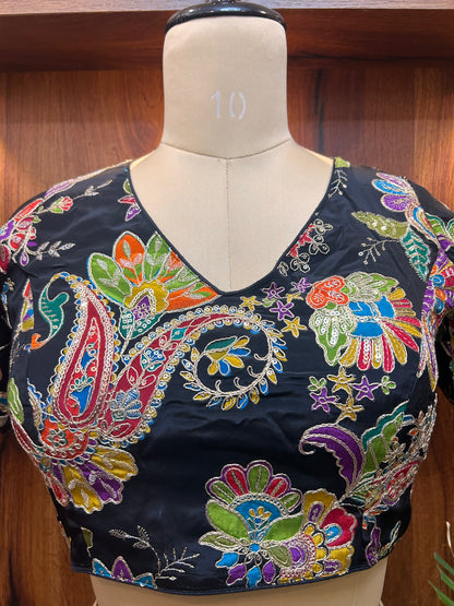 Black Multicolored floral Ready to Wear blouse