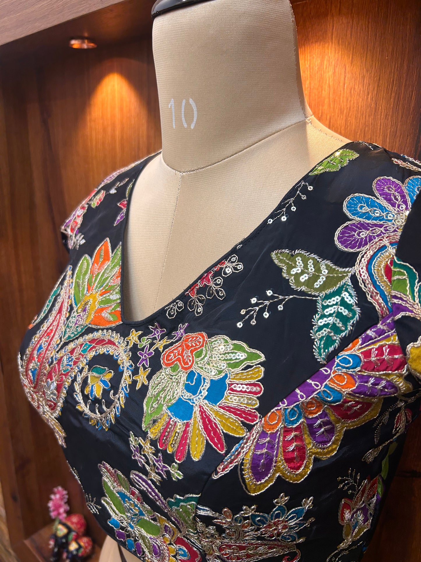 Black Multicolored floral Ready to Wear blouse