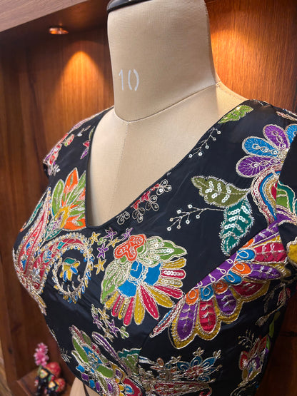 Black Multicolored floral Ready to Wear blouse
