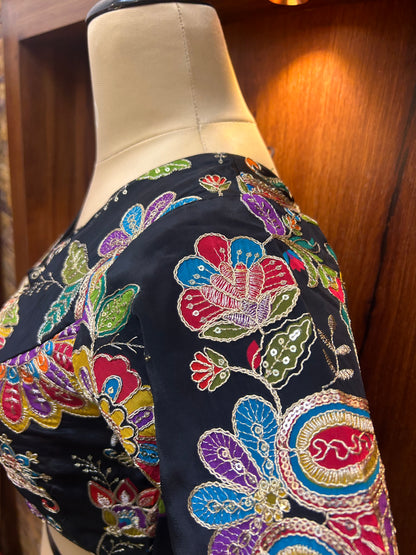 Black Multicolored floral Ready to Wear blouse