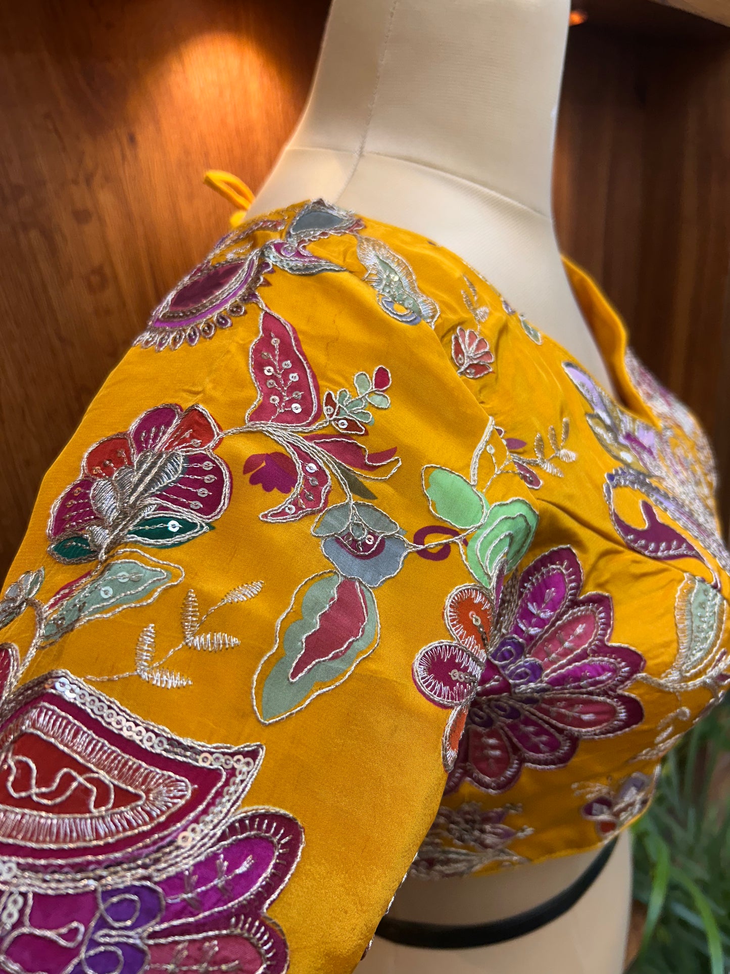 Yellow Multicolored floral Ready to Wear blouse