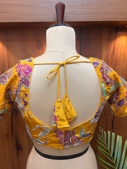 Yellow Multicolored floral Ready to Wear blouse