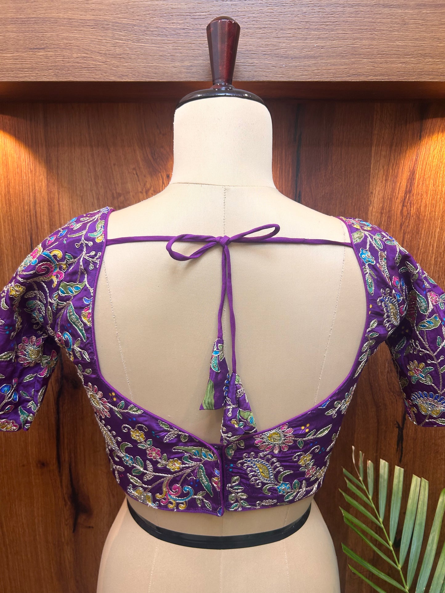 Royal Purple Floral Embroidered Designer Blouse