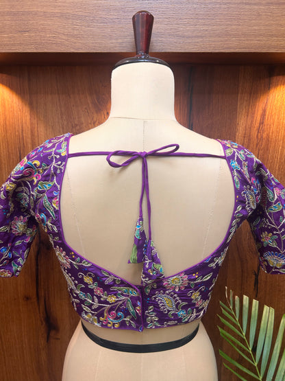 Royal Purple Floral Embroidered Designer Blouse